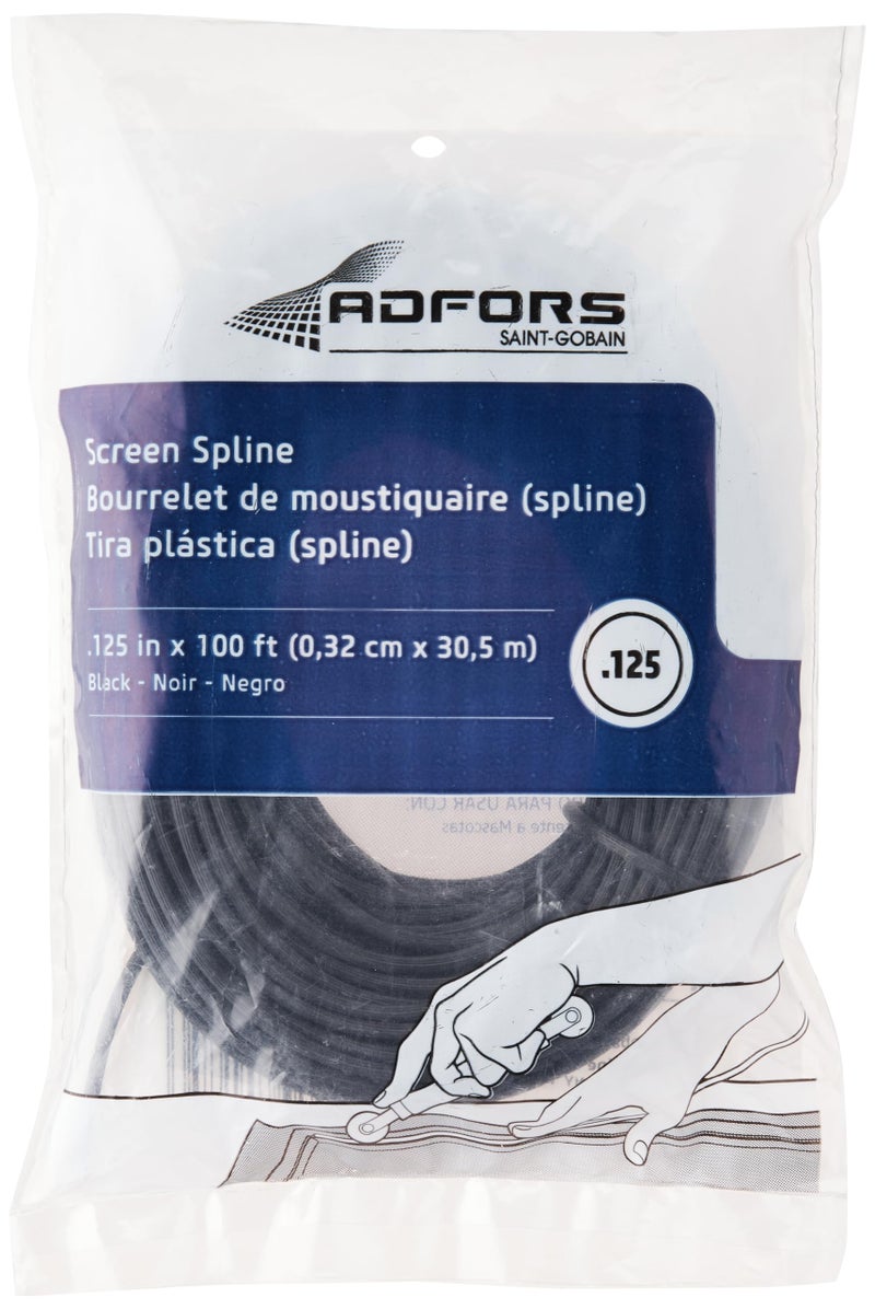 ADFORS Saint-Gobain ADFORS Spline, .125 inches x 100 feet - Durable Window and Door Screen Spline - Black - Image 1